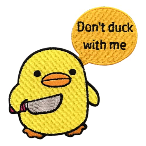 Urbanski Patch Ente mit Messer don't duck with me zum Aufbügeln 9,5 x 9,5 cm | Aufnäher Applikation Bügelbild von Urbanski