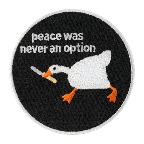 Urbanski Patch Gans mit Messer Peace was never an Option 7,4 x 7,4 cm | Aufnäher Applikation Bügelbild (mit Klett) von Urbanski