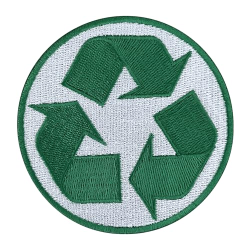 Urbanski Patch Grünes Recycling Symbol zum Aufbügeln 7,4 x 7,4 cm | Aufnäher Applikation Bügelbild von Urbanski