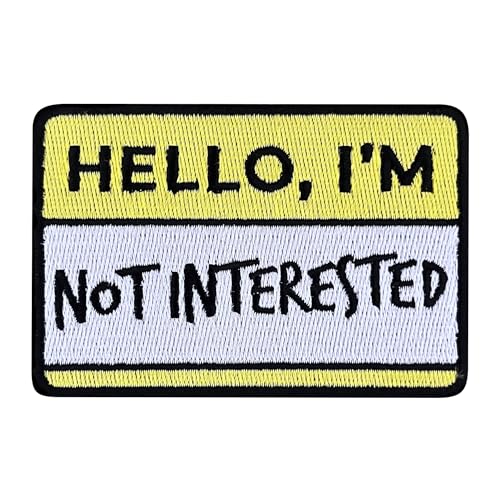 Urbanski Patch Hello I'm not interested Schild zum Aufbügeln 5,5 x 8,1 cm | Aufnäher Applikation Bügelbild Urbanski Patch Hello I'm not interested Schild zum Aufbügeln 5,5 x 8,1 cm | Aufnäher Applikation Bügelbild von Urbanski