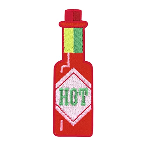 Urbanski Patch Hot Sauce Scharfe Soße Sriracha Chilli zum Aufbügeln 8 x 2,5 cm | Aufnäher Applikation Bügelbild von Urbanski