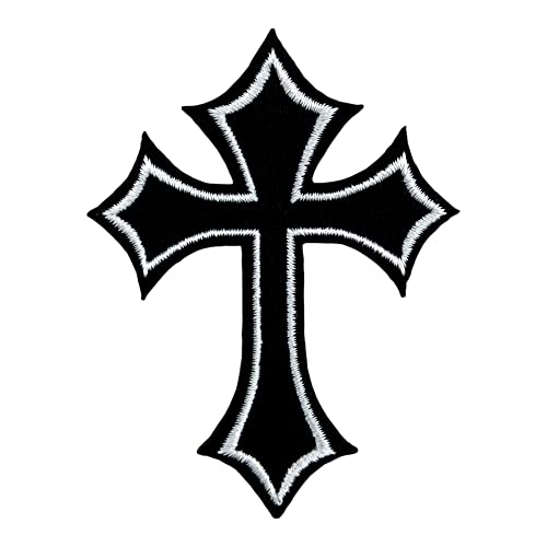 Urbanski Patch Kreuz schwarz weiß zum Aufbügeln 8 x 6 cm | Aufnäher Applikation Bügelbild von Urbanski