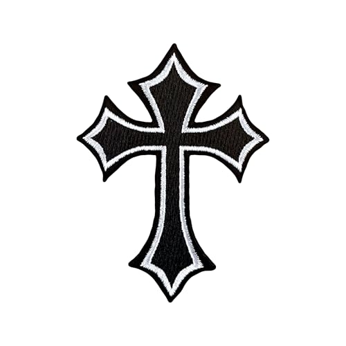 Urbanski Patch Kreuz in Schwarz Weiß zum Aufbügeln 8 x 6 cm | Aufnäher Applikation Bügelbild von Urbanski