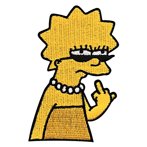 Urbanski Patch Lisa Simpson zeigt Finger zum Aufbügeln 7,5 x 5 cm | Aufnäher Applikation Bügelbild von Urbanski