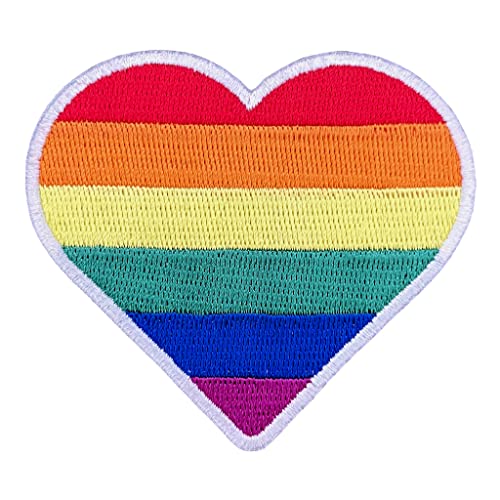 Urbanski Patch Regenbogen Herz LGBTQ Rainbow Heart zum Aufbügeln 6,5 x 7,3 cm | Aufnäher Applikation Bügelbild von Urbanski