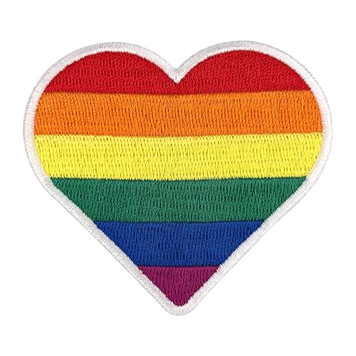 Urbanski Patch Regenbogen Herz LGBTQ Rainbow Heart zum Aufbügeln 6,5 x 7,3 cm | Aufnäher Applikation Bügelbild von Urbanski