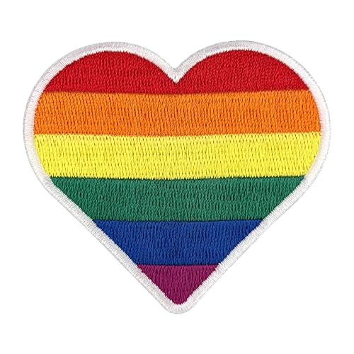 Urbanski Patch Regenbogen Herz LGBTQ Rainbow Heart zum Aufbügeln 6,5 x 7,3 cm | Aufnäher Applikation Bügelbild von Urbanski