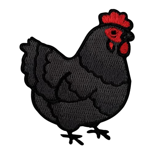 Urbanski Patch Schwarzes Huhn Hühnchen Hahn Chicken zum Aufbügeln 7 x 5,5 cm | Aufnäher Applikation Bügelbild von Urbanski