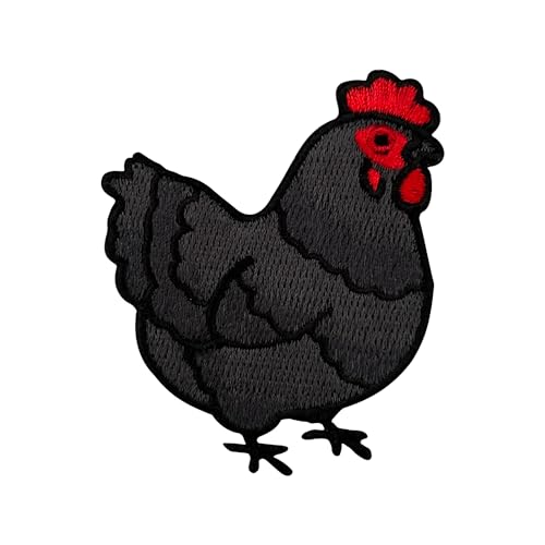 Urbanski Patch Schwarzes Huhn Hühnchen Hahn Chicken zum Aufbügeln 7 x 5,5 cm | Aufnäher Applikation Bügelbild von Urbanski