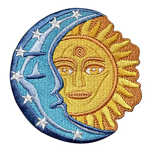 Urbanski Patch Sonne Mond und Sterne zum Aufbügeln 8,5 x 8,3 cm | Aufnäher Applikation Bügelbild von Urbanski