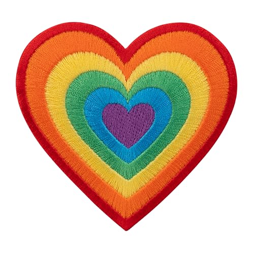Urbanski Patch Süßes Herz in Regenbogenfarben zum Aufbügeln 7,5 x 7,8 cm | Aufnäher Applikation Bügelbild von Urbanski