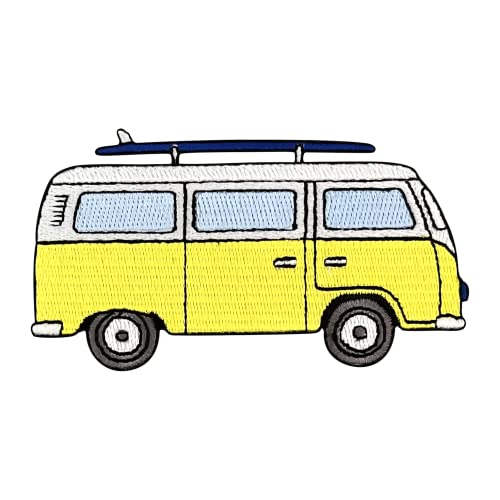 Urbanski Patch Surfer Van Bus zum Aufbügeln 5 x 9,2 cm | Aufnäher Applikation Bügelbild (Gelb) von Urbanski