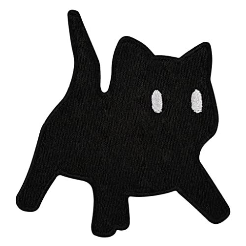 Urbanski Patch geschockte schwarze Katze shocked black Cat zum Aufbügeln 7,5 x 7 cm | Aufnäher Applikation Bügelbild von Urbanski