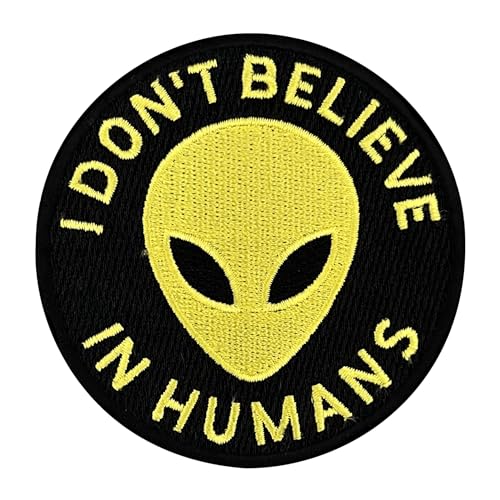 Urbanski Patch lustiges Alien I don't believe in Humans zum Aufbügeln 7,4 x 7,4 cm | Aufnäher Applikation Bügelbild von Urbanski