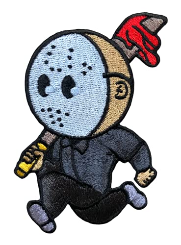Urbanski Patch Mini Mörder mit Hockey Maske und Machete Horrorfilm zum Aufbügeln 9,5 x 6,5 cm | Aufnäher Applikation Bügelbild von Urbanski