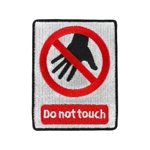 Urbanski Patch Nicht anfassen don't touch Warnung zum Aufbügeln 7,9 x 6 cm | Aufnäher Applikation Bügelbild von Urbanski