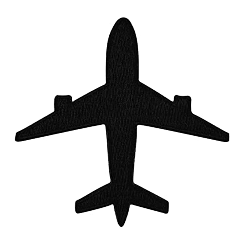 Urbanski Patch schwarzes Flugzeug Reisen Fliegen zum Aufbügeln 6,9 x 6,9 cm | Aufnäher Applikation Bügelbild von Urbanski