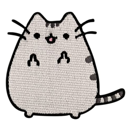 Urbanski Patch süße dicke Katze zeigt Finger zum Aufbügeln 6 x 6,5 cm | Aufnäher Applikation Bügelbild von Urbanski