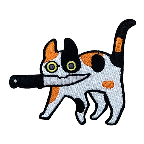 Urbanski Patch Weiß gefleckte Katze mit Messer zum Aufbügeln 7 x 8 cm | Aufnäher Applikation Bügelbild Urbanski Patch Weiß gefleckte Katze mit Messer zum Aufbügeln 7 x 8 cm | Aufnäher Applikation Bügelbild von Urbanski