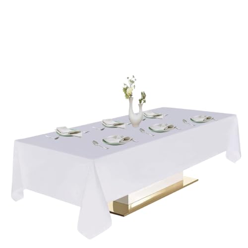 Urby Polyester-Tischdecke, maschinenwaschbar, wiederverwendbar und knitterfrei (weiß, 152,4 x 213,3 cm) von Urby