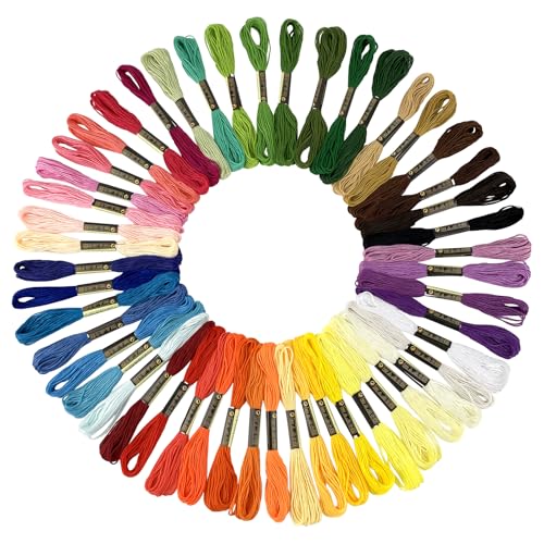 50 Farben Stickgarn Set, Vielfarbige Embroidery Floss für Stickerei, Knoten, Flechten, Handarbeiten und Häkeln, 8 m, 6 Fäden, Näharbeit und Häkelgarn 50 Farben Stickgarn Set, Vielfarbige Embroidery Floss für Stickerei, Knoten, Flechten, Handarbeiten und Häkeln, 8 m, 6 Fäden, Näharbeit und Häkelgarn von Ureminisce