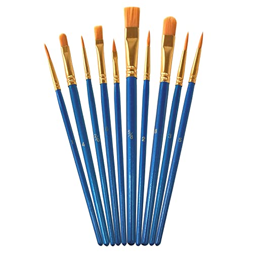 Pinsel-Set, 1 Packung 10 Stück Nylonhaarpinsel für Acryl-, Öl- und Aquarellfarbe Pinsel-Set, 1 Packung 10 Stück Nylonhaarpinsel für Acryl-, Öl- und Aquarellfarbe von Ureminisce