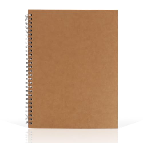 Ureminisce Braunes Cover 25,4 x 19 cm 50 Seiten gestricheltes Notizbuch, mit Zeichenbrett und Spiralbindung, geeignet für Studenten und Büro von Ureminisce
