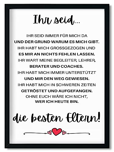 Urhome Kunstdruck Definition Die besten Eltern mit Bilderrahmen Schwarz in DIN A5 - Worterklärung wie im Duden Lexikon Wandbild Wanddeko mit Spruch Holz Rahmen für Wohnung Familie Freunde von Urhome