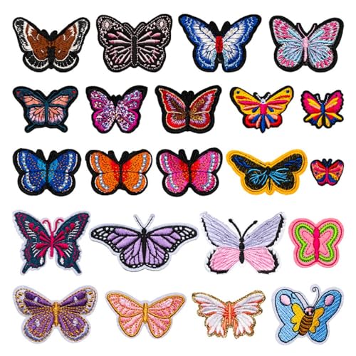 Mini-Flicken zum Aufbügeln, zum Aufbügeln, Stickerei-Flicken für Kleidung, Tasche, Scrapbooking, Hut, Dekoration, Zubehör, Bastelsets (bunter Schmetterling) von Urier