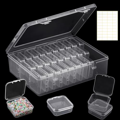 Urker 30 Stk Aufbewahrungsbox Klein 5.5x5.5x2cm und 1 Stk Große Aufbewahrungsboxen mit Deckel, Kleine Sortierbox aus Klarem Kunststoff, Sortierboxen für Kleinteile Perlen Schmuck Pillen von Urker