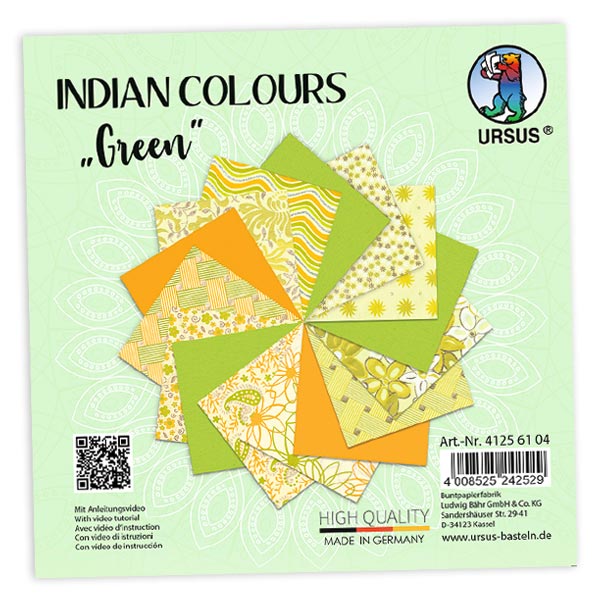 15 Blatt Bastelpapier, Indian Colors in Grüntönen, 13,7cm x 13,7cm 15 Blatt Bastelpapier, Indian Colors in Grüntönen, 13,7cm x 13,7cm von Ursus