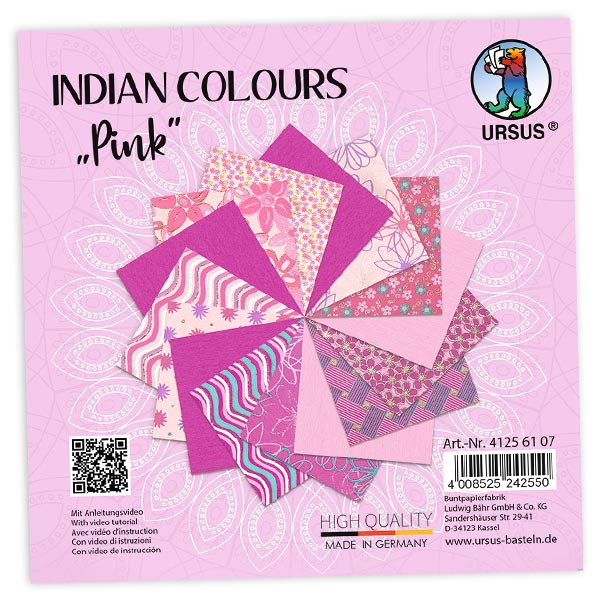 15 Blatt Bastelpapier, Indian Colors in Pinktönen, 13,7cm x 13,7cm 15 Blatt Bastelpapier, Indian Colors in Pinktönen, 13,7cm x 13,7cm von Ursus