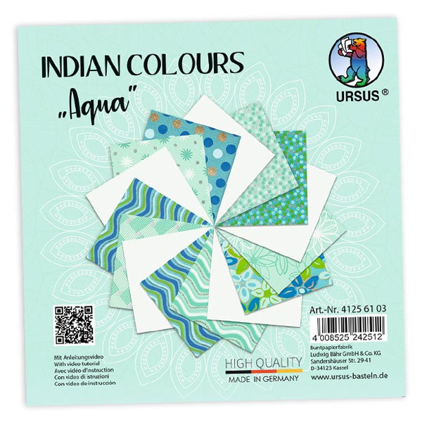 15 Blatt Bastelpapier, Indian Colors in Tükistönen, 13,7cm x 13,7cm von Ursus