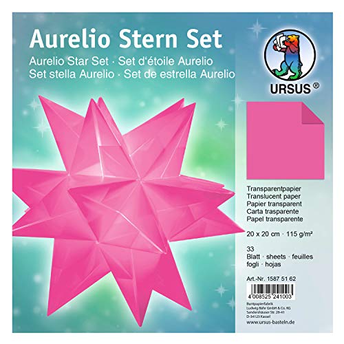 Aurelio Stern Transparentpapier uni, pink, 115 g, ca. 20 x 20 cm, 33 Blatt, beidseitig bedruckt Aurelio Stern Transparentpapier uni, pink, 115 g, ca. 20 x 20 cm, 33 Blatt, beidseitig bedruckt von Ursus