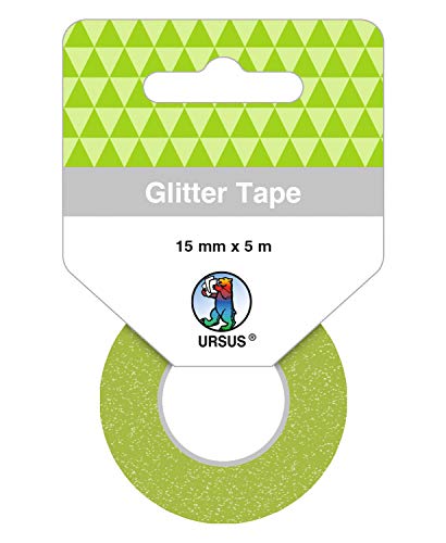 Ursus 59060018 - Glitter Tape, hellgrün, ca. 15 mm x 5 m, Klebeband aus Papier, mit Glitter veredelt, lösungsmittel und säurefrei, ideal für Scrapbooking von Ursus
