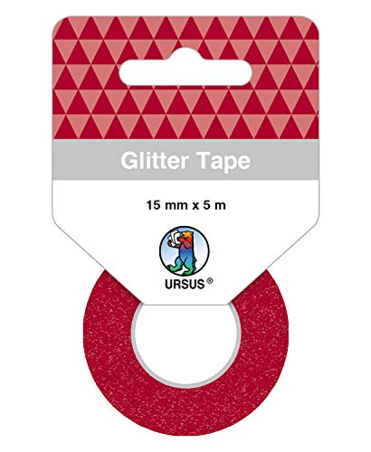 Ursus 59060010 - Glitter Tape, weinrot, ca. 15 mm x 5 m, Klebeband aus Papier, mit Glitter veredelt, lösungsmittel und säurefrei, ideal für Scrapbooking von Ursus