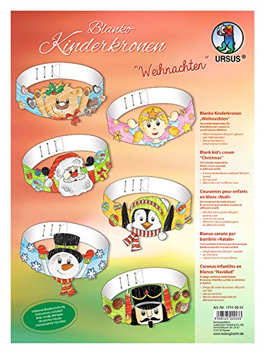 Ursus 17110001 - Blanco Kinderkronen Weihnachten, weiß, ca. 24,8 x 33 cm, 8 Stück in verschiedenen Motiven, aus Fotokarton 300 g/qm, gelasert, inklusive Bastelanleitung, zum Selbstgestalten Ursus 17110001 - Blanco Kinderkronen Weihnachten, weiß, ca. 24,8 x 33 cm, 8 Stück in verschiedenen Motiven, aus Fotokarton 300 g/qm, gelasert, inklusive Bastelanleitung, zum Selbstgestalten von Ursus
