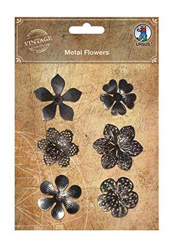 Metal Flowers, selbstklebende Metallblumen in 6 verschiedenen Formen, zum Dekorieren und Gestalten von Ursus