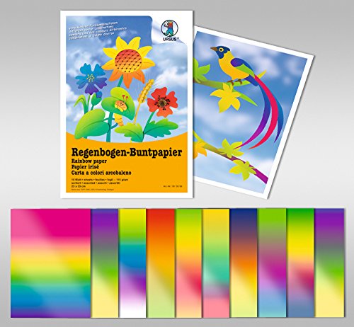Regenbogen-Buntpapier 115 g/qm 23 x 33 cm - 10 Blatt sortiert von Ursus