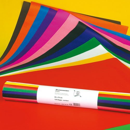Seidenpapier farbig - Ursus Blumenseide 50x70cm 20g/qm 125 Bogen 12 Farben von Ursus