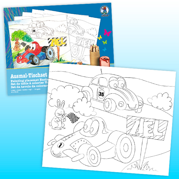 Tischset zum Ausmalen "Rennwagen", 5er Pack Tischset zum Ausmalen "Rennwagen", 5er Pack von Ursus