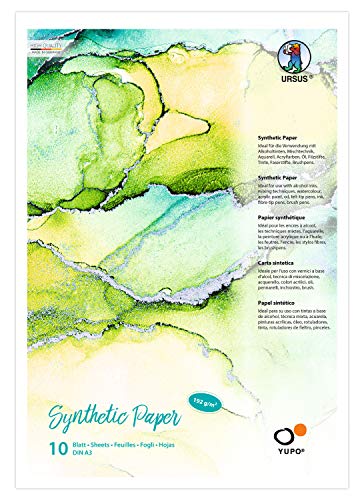 Ursus 16274000 - Yupo Synthetic Paper, DIN A3, 10 Blatt, 192 g/qm, synthetisch, Glatte Oberfläche, reiß-und wasserfest, UV lichtecht, extrem strapazierfähig, 100% recyclebar, vielseitig verwendbar Ursus 16274000 - Yupo Synthetic Paper, DIN A3, 10 Blatt, 192 g/qm, synthetisch, Glatte Oberfläche, reiß-und wasserfest, UV lichtecht, extrem strapazierfähig, 100% recyclebar, vielseitig verwendbar von Ursus