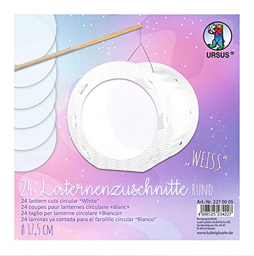 Ursus 2270005 - Laternenzuschnitte, weiß, Durchmesser von ca. 17,5 cm, 24 runde Zuschnitte aus Transparentpapier 115 g/qm, einseitig bedruckt, ideal für den nächsten Laternenlauf Ursus 2270005 - Laternenzuschnitte, weiß, Durchmesser von ca. 17,5 cm, 24 runde Zuschnitte aus Transparentpapier 115 g/qm, einseitig bedruckt, ideal für den nächsten Laternenlauf von Ursus