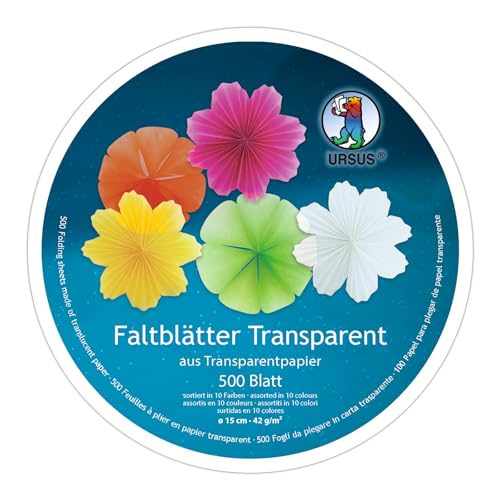 Ursus 2647499 - Faltblätter Transparentpapier, 500 Blatt sortiert in 10 Farben, rund 42 g/m², Durchmesser ca. 15 cm, durchgefärbt Ursus 2647499 - Faltblätter Transparentpapier, 500 Blatt sortiert in 10 Farben, rund 42 g/m², Durchmesser ca. 15 cm, durchgefärbt von Ursus