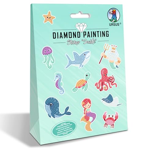 Ursus 43500012 - Diamond Painting Sticker "Sealife", Aufkleber mit verschiedenen Designs, Bastelset mit 2 Stickerbogen und passendem Werkzeug, 15 x 10 cm Ursus 43500012 - Diamond Painting Sticker "Sealife", Aufkleber mit verschiedenen Designs, Bastelset mit 2 Stickerbogen und passendem Werkzeug, 15 x 10 cm von Ursus