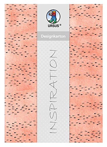 Ursus 62414602F - Designkarton, Halleluja, koralle, DIN A4, 200 g/qm, 5 Blatt, mit Banderole, beidseitig bedruckt, Vorderseite mit Motiv, Rückseite einfarbig, ideal für vielerlei Bastelarbeiten von Ursus