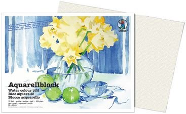 URSUS Aquarellblock, rauh, 180 x 240 mm, 200 g/qm, hochweiß von Ursus
