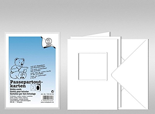 URSUS Passepartoutkarten A6 weiß Ausschnitt quadratisch, 10 Stück mit Kuvert von Ursus