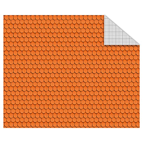 Ursus 11404602F - Fotokarton für Modellbau & Papier-Häuser, Holzschindel orange, DIN A4, 300 g/qm, 10 Blatt, beidseitig bedrucktes Bastel-Papier, Motiv-Karton, für Papier-Kunstwerke von Ursus