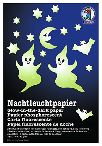 Ursus 15000000 - Nachtleuchtpapier, fluoreszierendes Papier, ca. 22 x 31 cm, 2 Blatt, 90 g/qm, selbstklebend, leicht ablösbar, ideal zum Basteln für die Halloweenzeit Ursus 15000000 - Nachtleuchtpapier, fluoreszierendes Papier, ca. 22 x 31 cm, 2 Blatt, 90 g/qm, selbstklebend, leicht ablösbar, ideal zum Basteln für die Halloweenzeit von Ursus